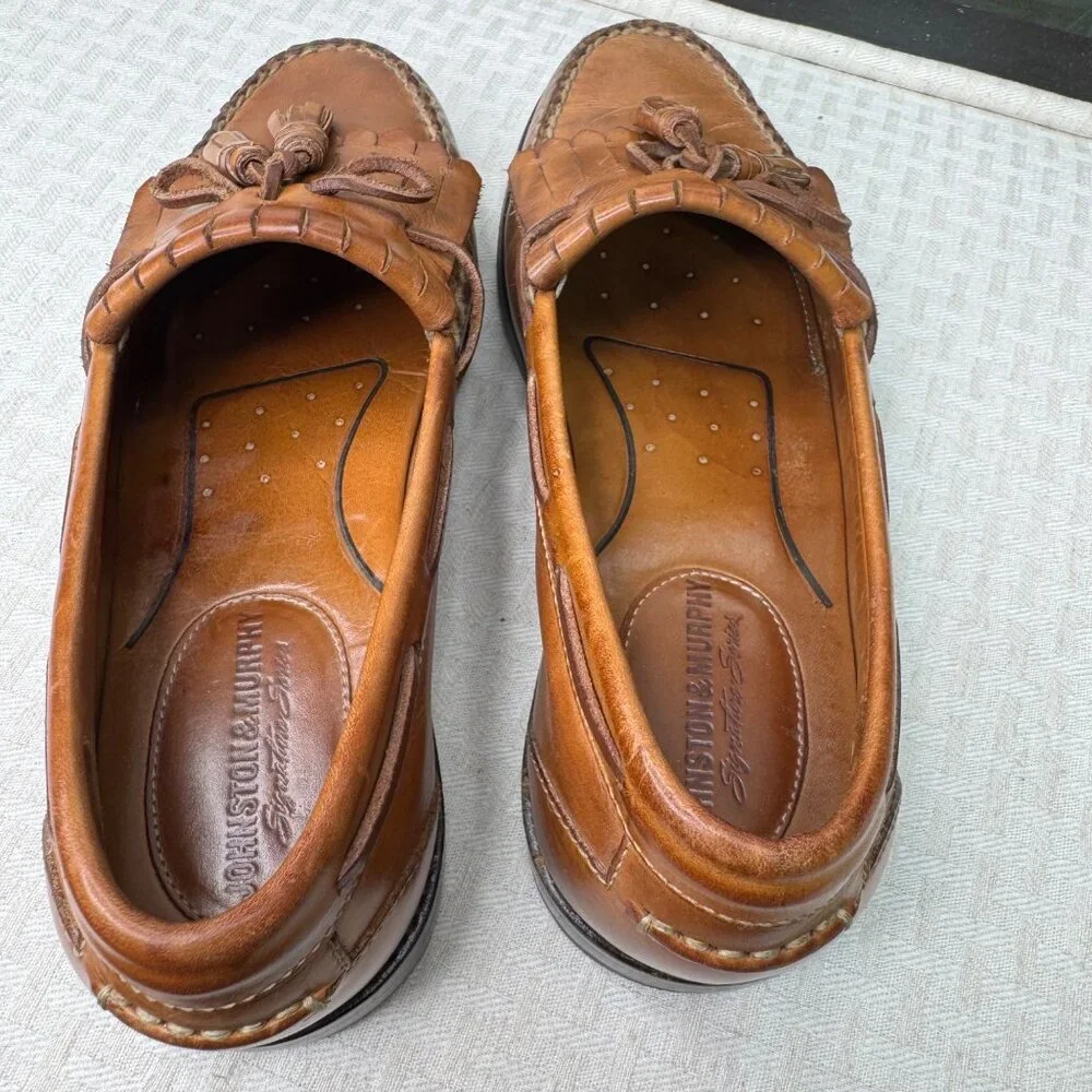 Johnston & Murphy Mens Size 9M Brown Leather Tassel Loafers Casual or Dress Shoe - Picture 8 of 9